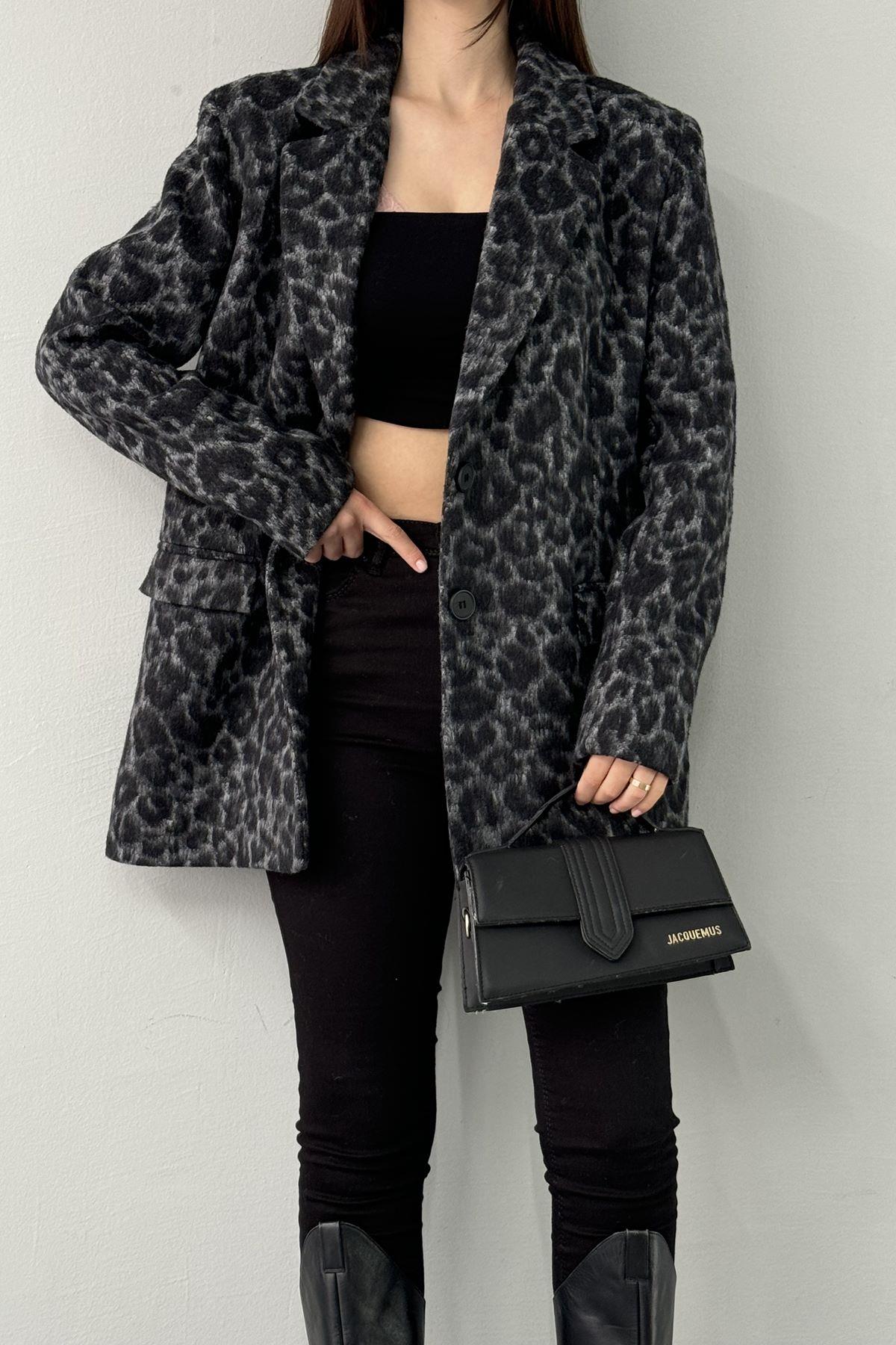 LEOPAR DESEN KAŞE CEKET