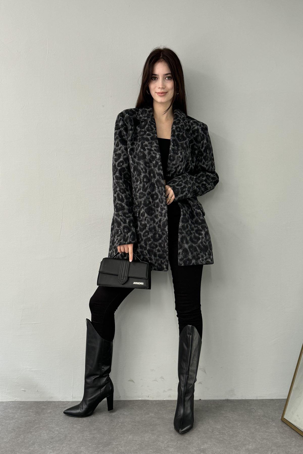 LEOPAR DESEN KAŞE CEKET