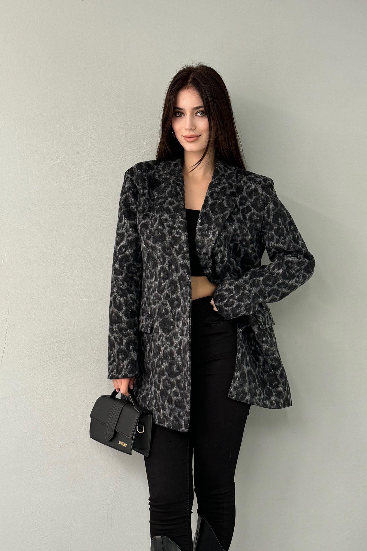 LEOPAR DESEN KAŞE CEKET