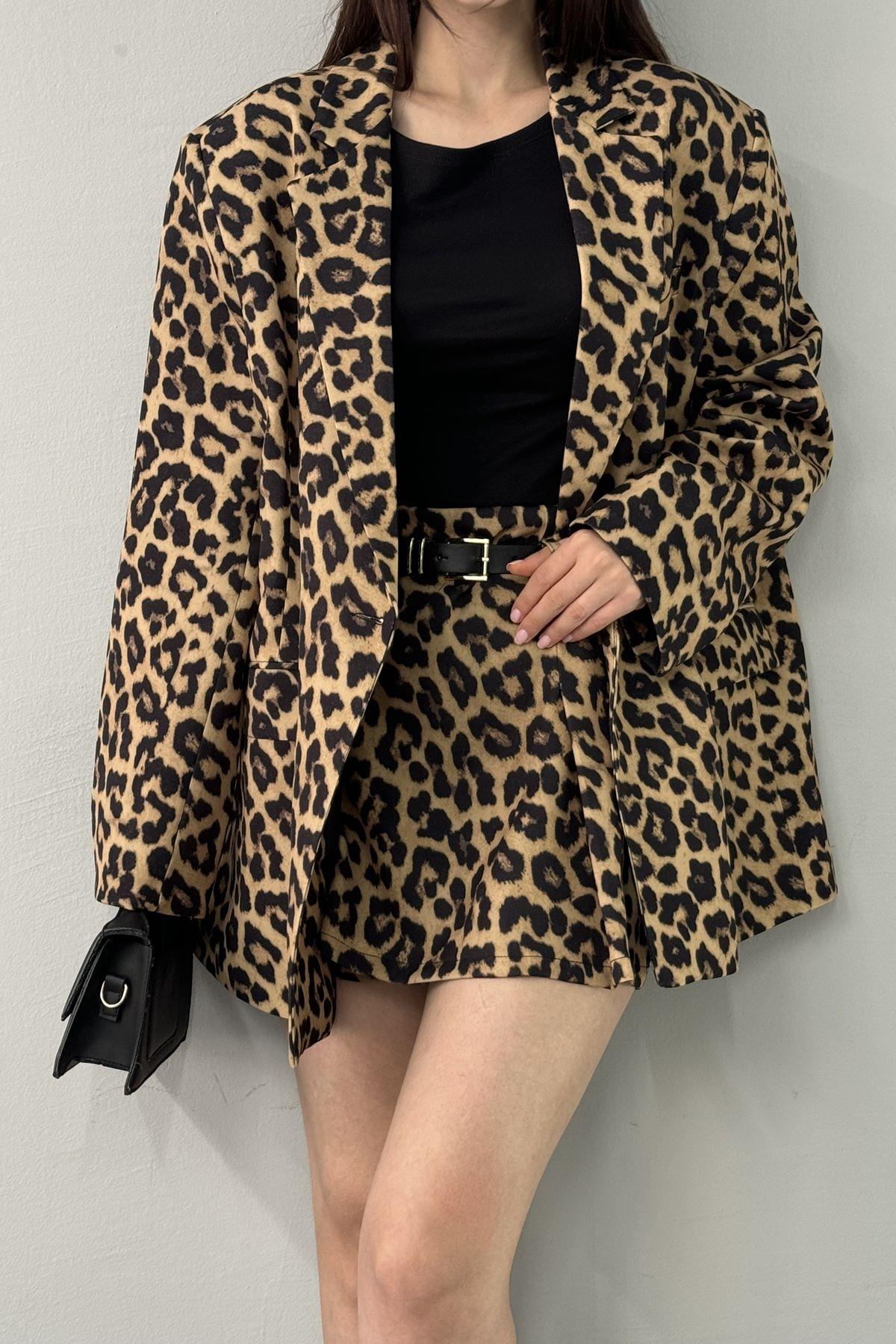 LEOPAR DESEN OVERSİZE CEKET