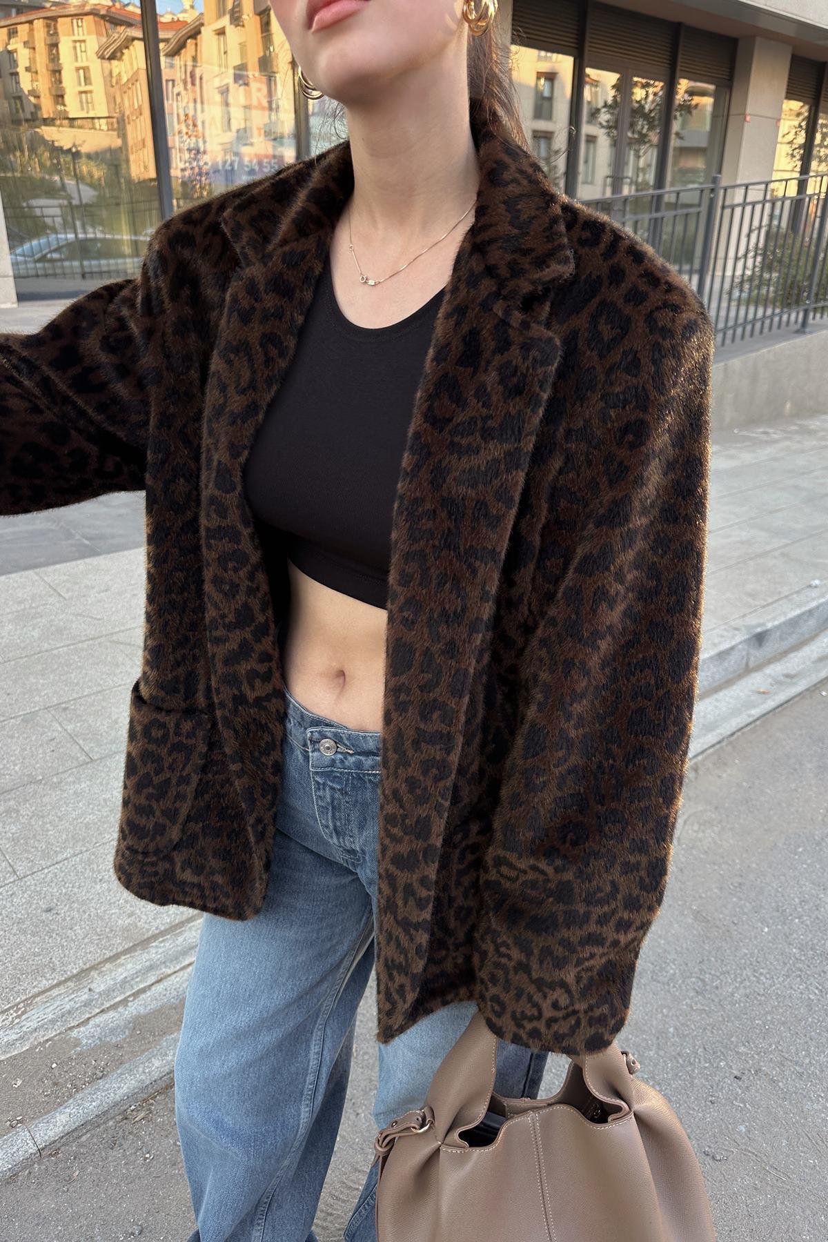LEOPAR DESEN PELÜŞ CEKET