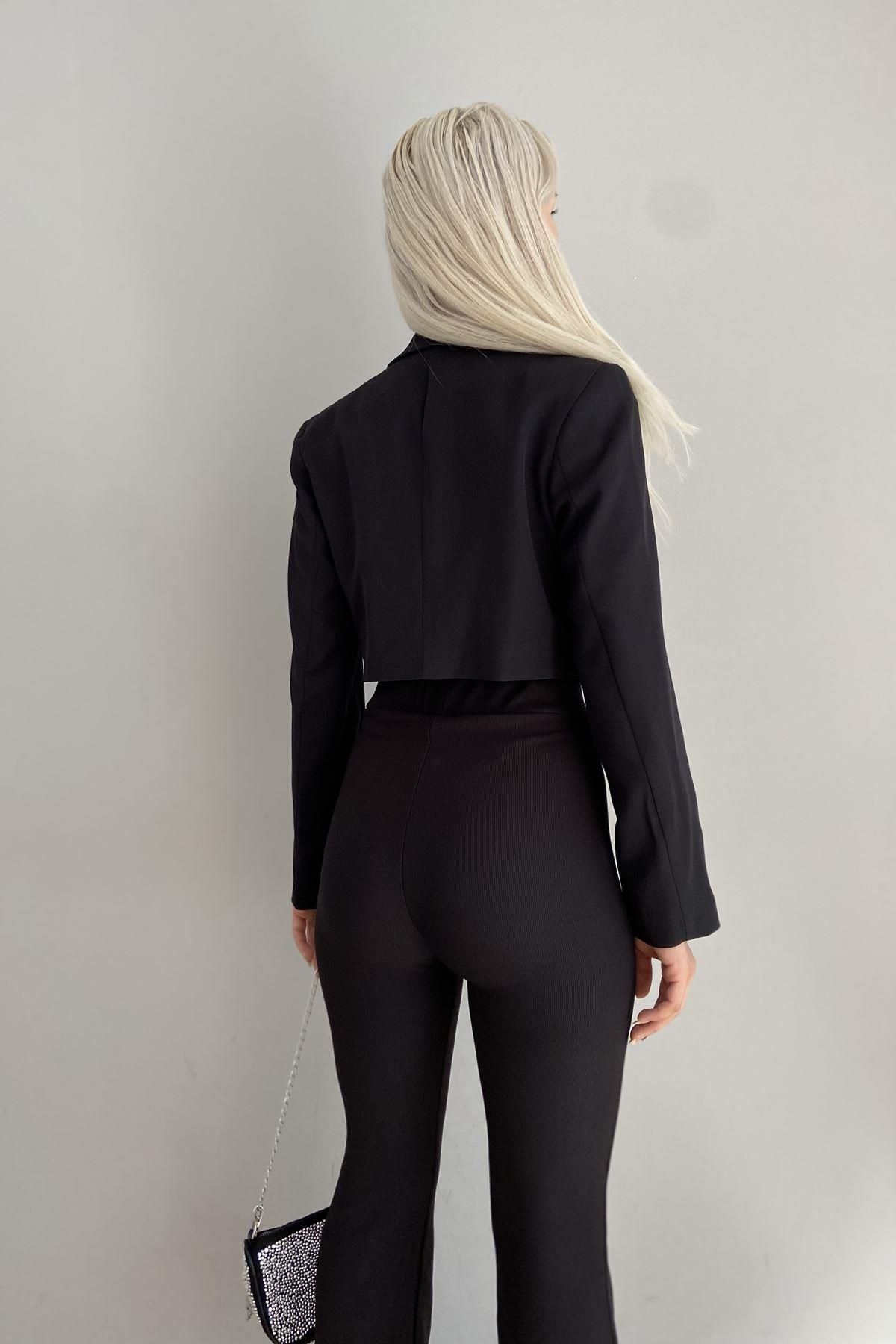TEK DÜĞME CROP CEKET