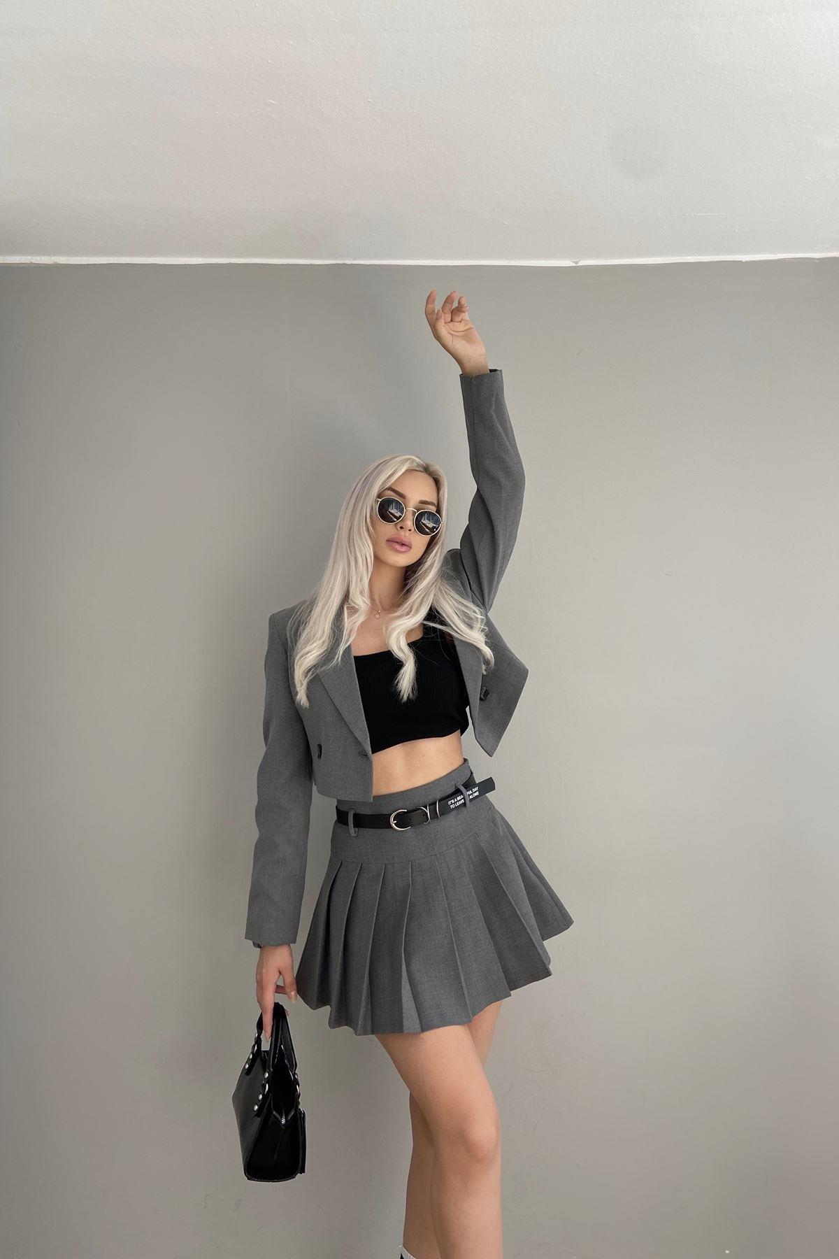 TEK DÜĞME CROP CEKET