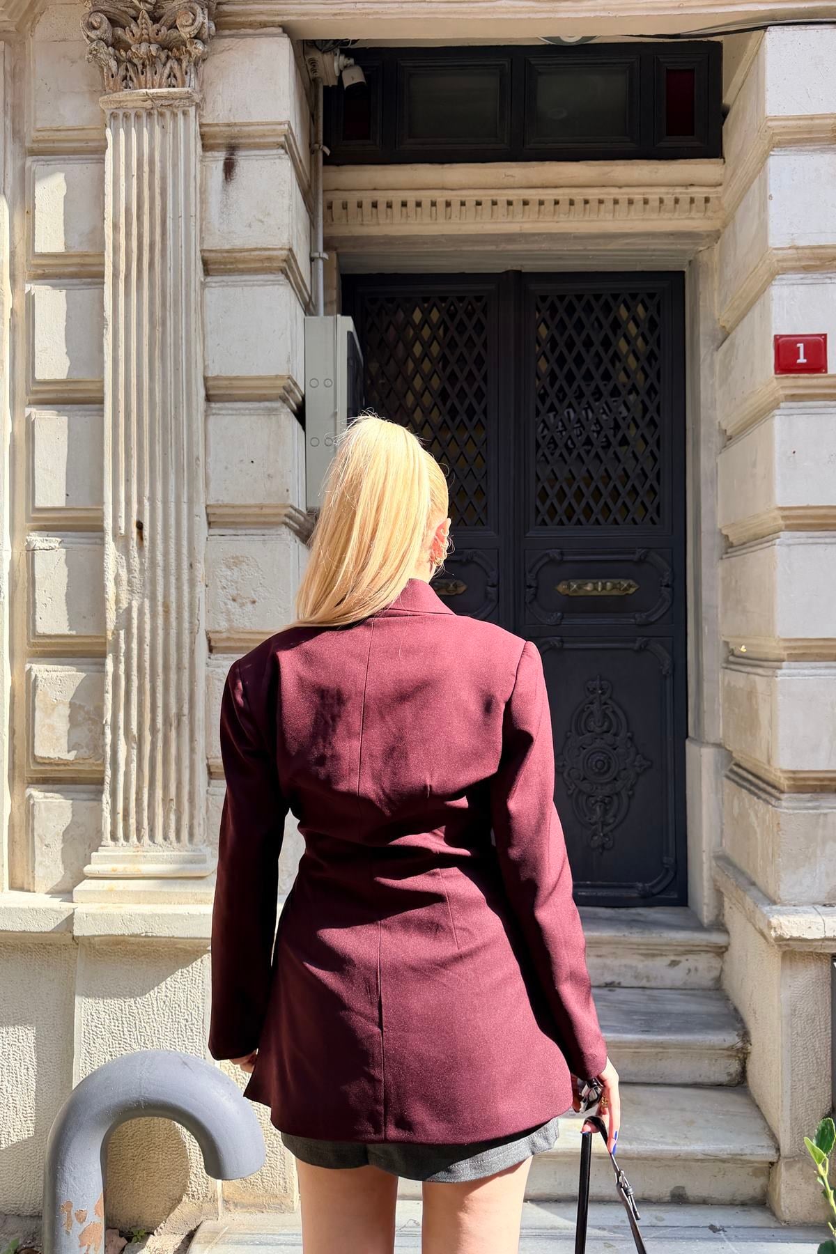 YAN BAĞLAMALI PİLİSE DETAYLI CEKET