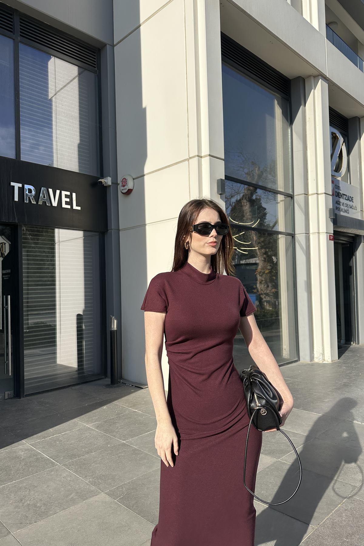 STREÇ ÖRME MİDİ ELBİSE