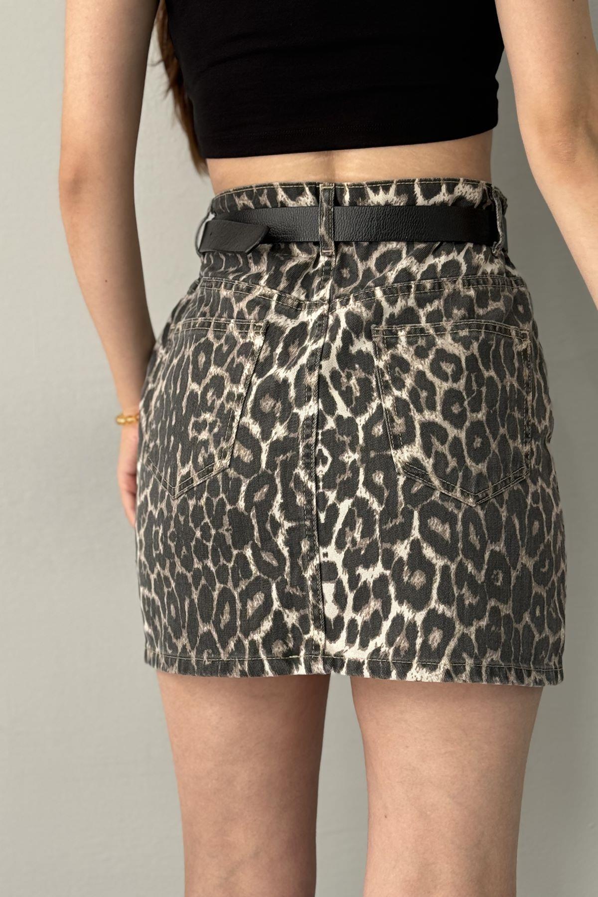 LEOPAR DESEN MİNİ ETEK