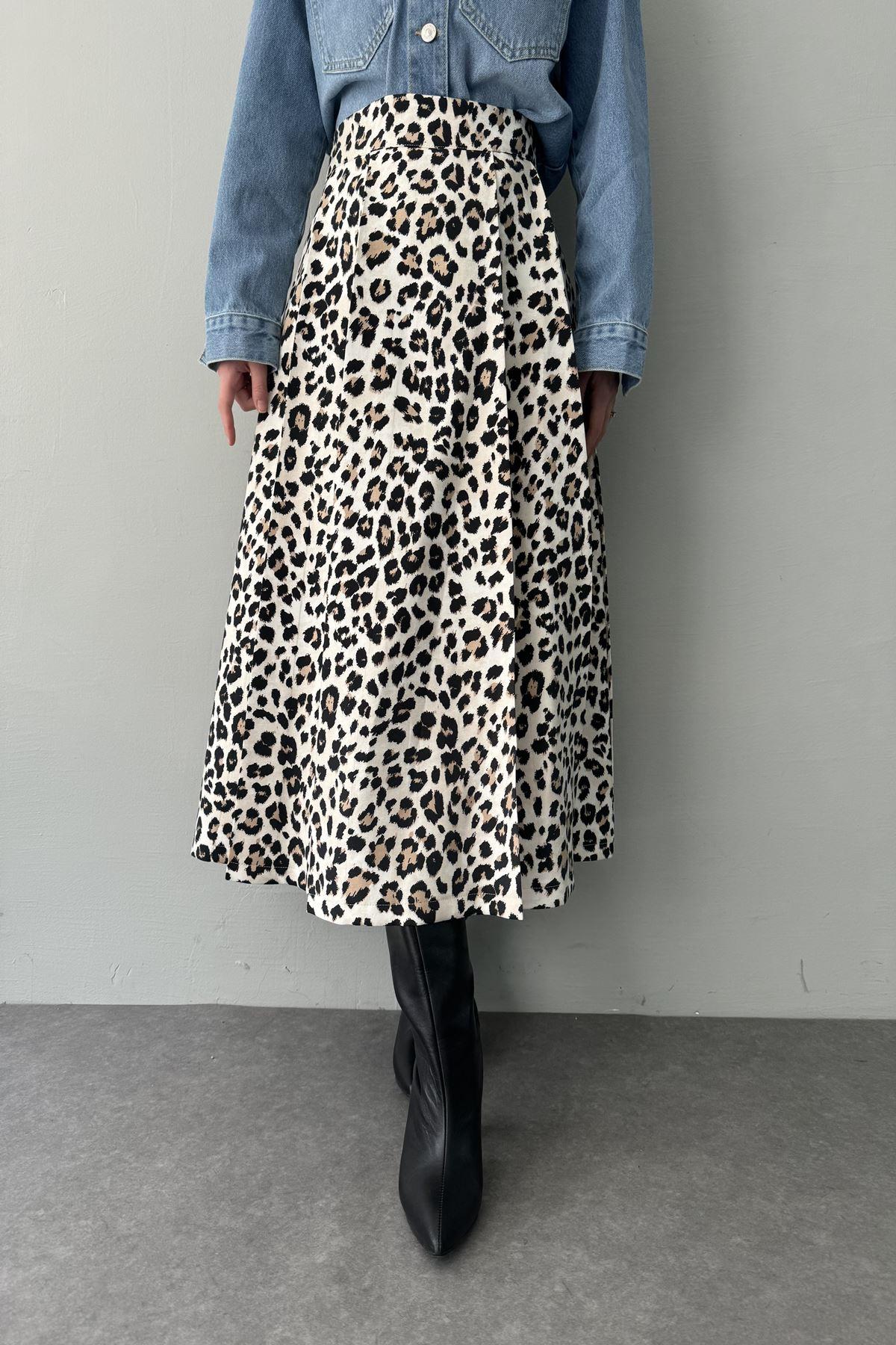 LEOPAR DESEN PİLELİ ETEK