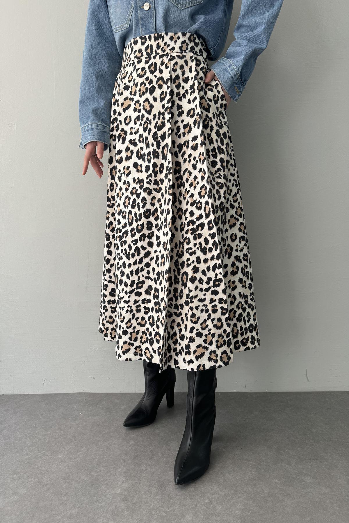 LEOPAR DESEN PİLELİ ETEK