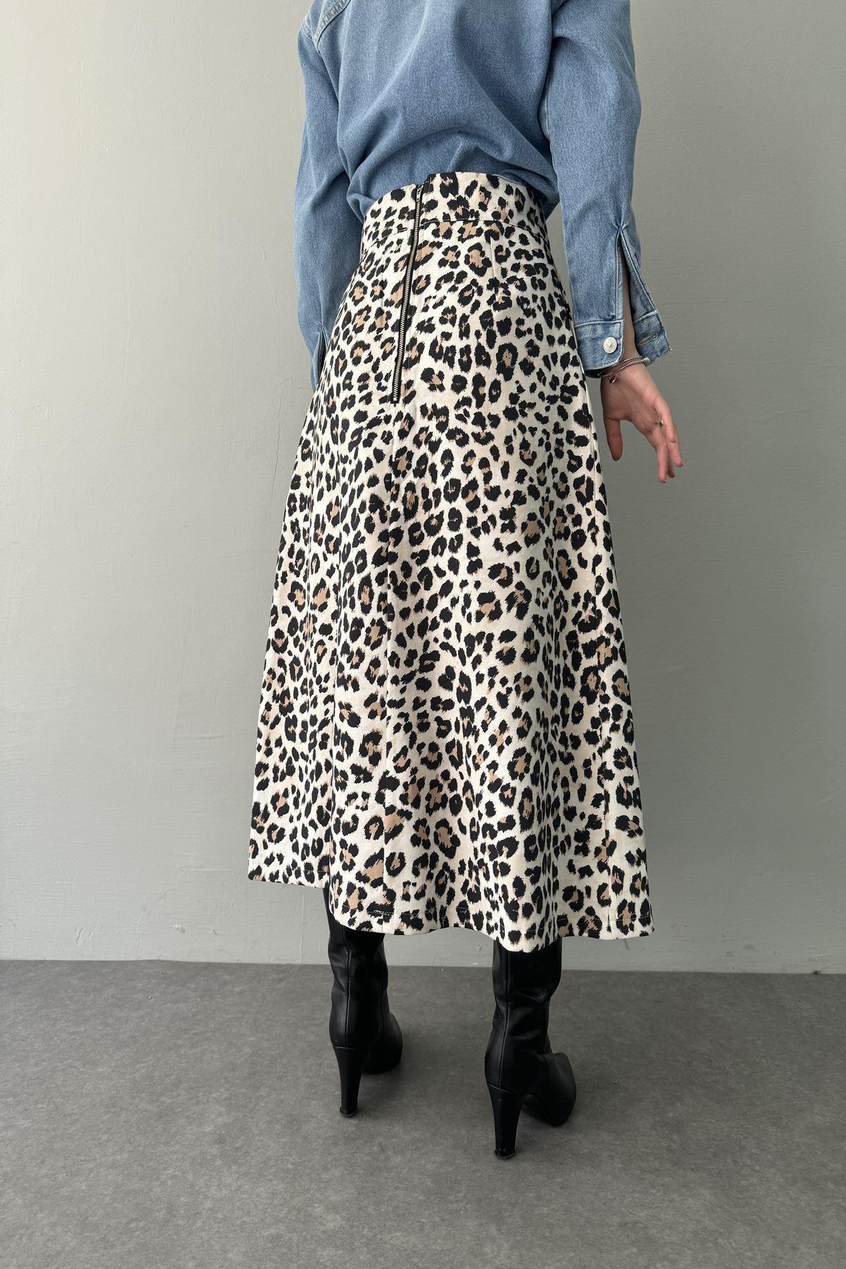 LEOPAR DESEN PİLELİ ETEK