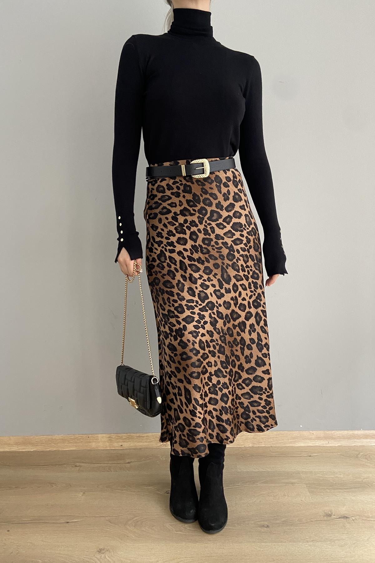 LEOPAR DESEN SATEN ETEK