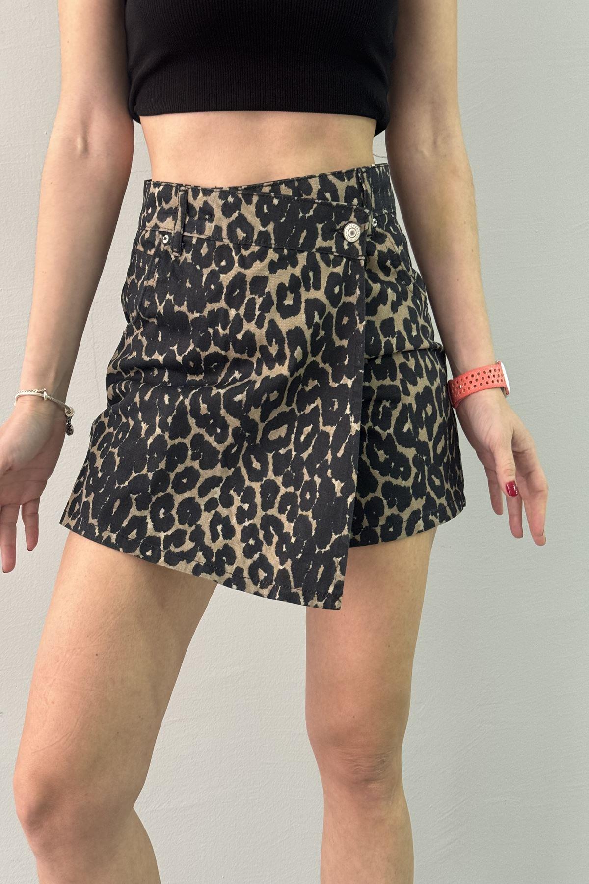 LEOPAR DESEN ŞORT ETEK