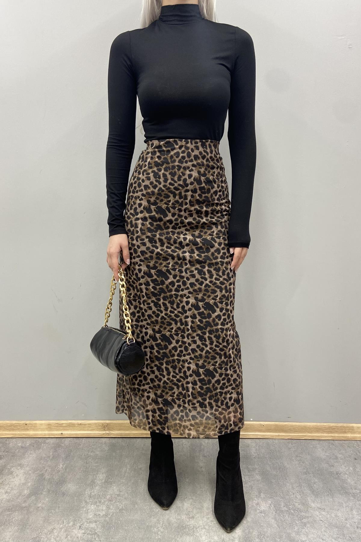 LEOPAR DESEN TÜL ETEK