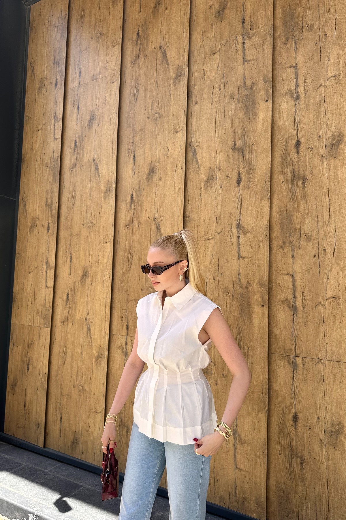 BEL PENS DETAY KOLSUZ GÖMLEK
