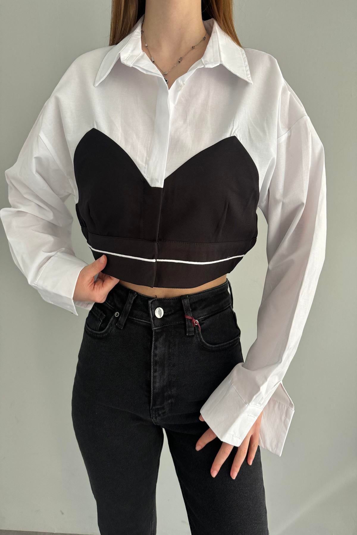 GARNİLİ CROP GÖMLEK