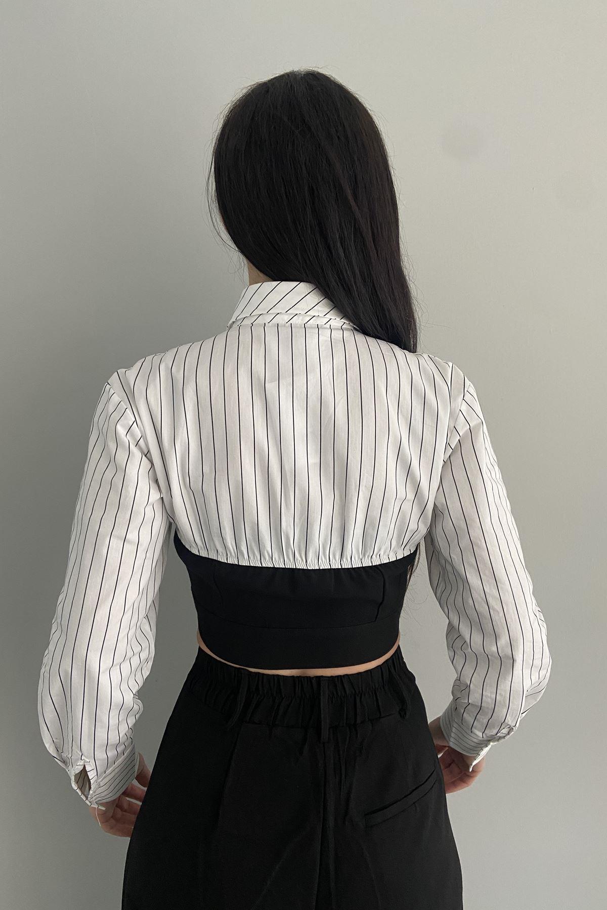 KUMAŞ GARNİLİ CROP GÖMLEK