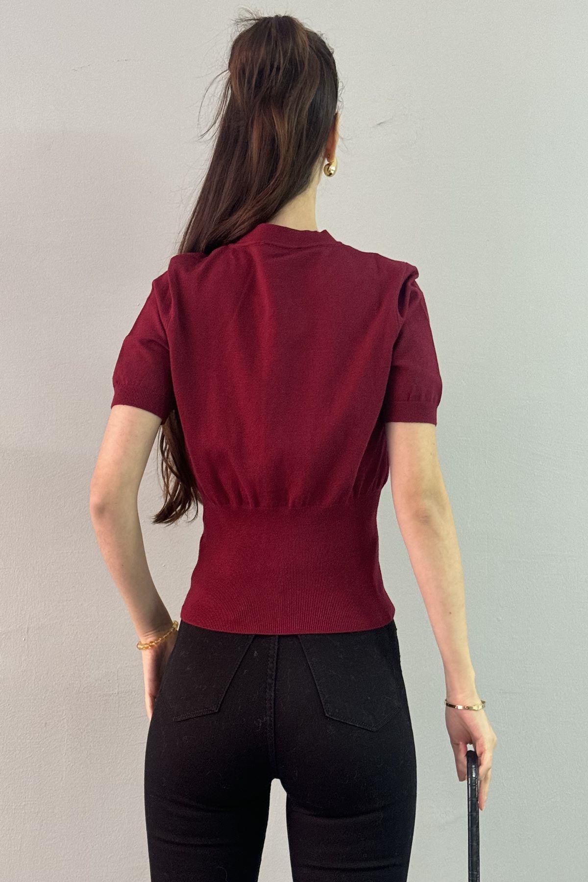 BİSİKLET YAKA KISAKOL DÜĞMELİ HIRKA