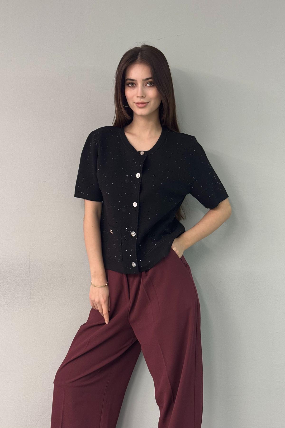 BİSİKLET YAKA PULLU DÜĞMELİ CEPLİ TRIKO HIRKA