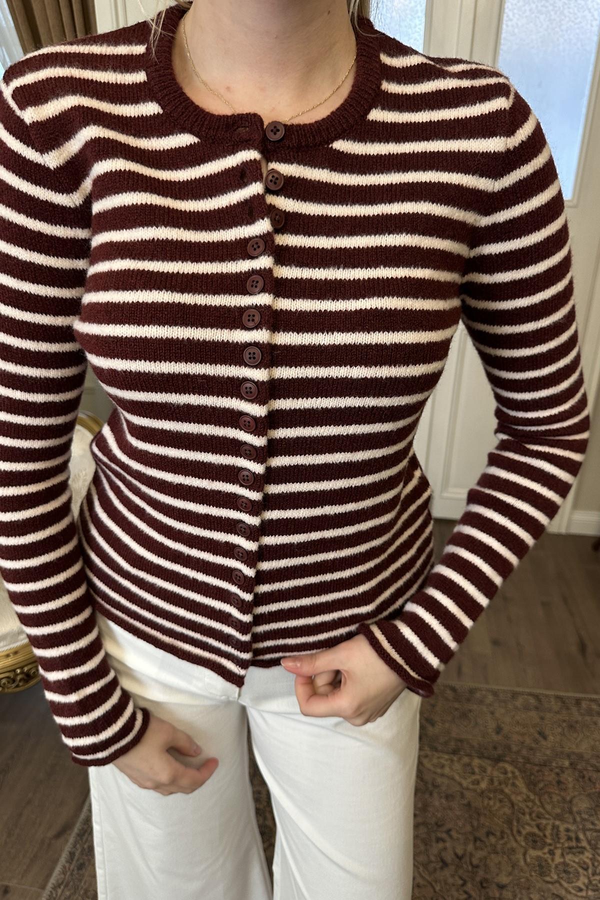 ÇİZGİ DETAY TRIKO HIRKA