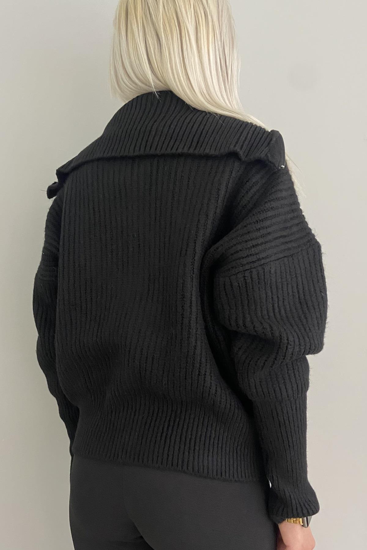 SELANİK ÖRGÜ FERMUARLI HIRKA