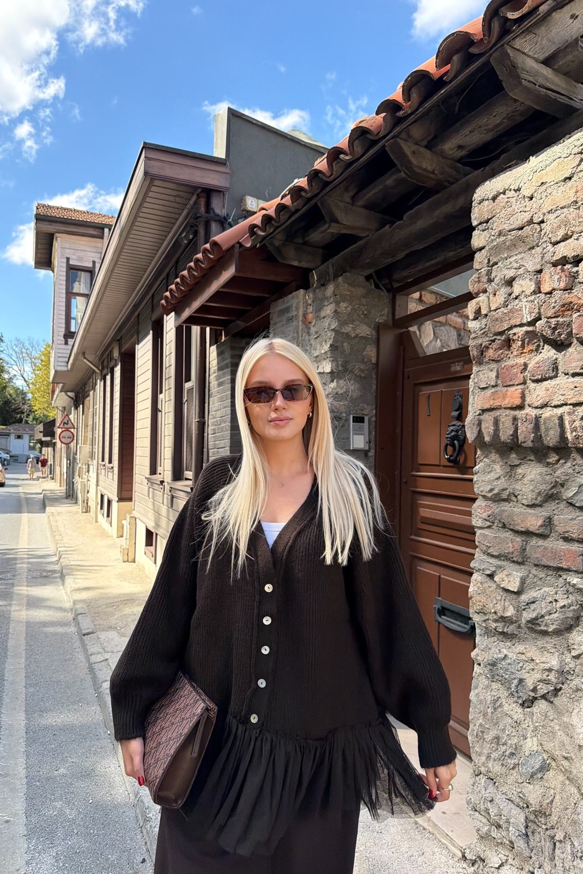 TÜL GARNİLİ OVERSİZE HIRKA