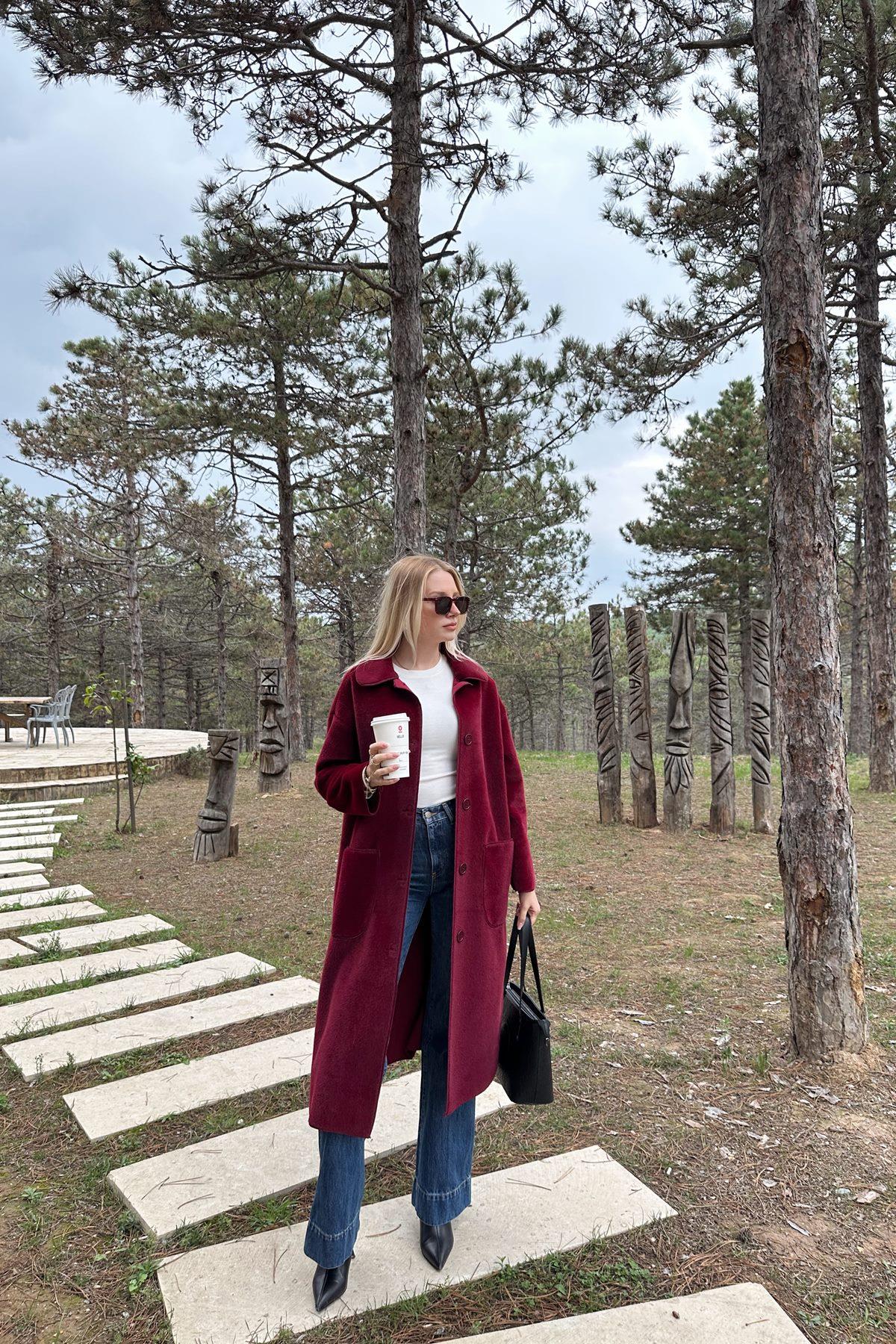 BEBE YAKA CEPLİ OVERSİZE KABAN
