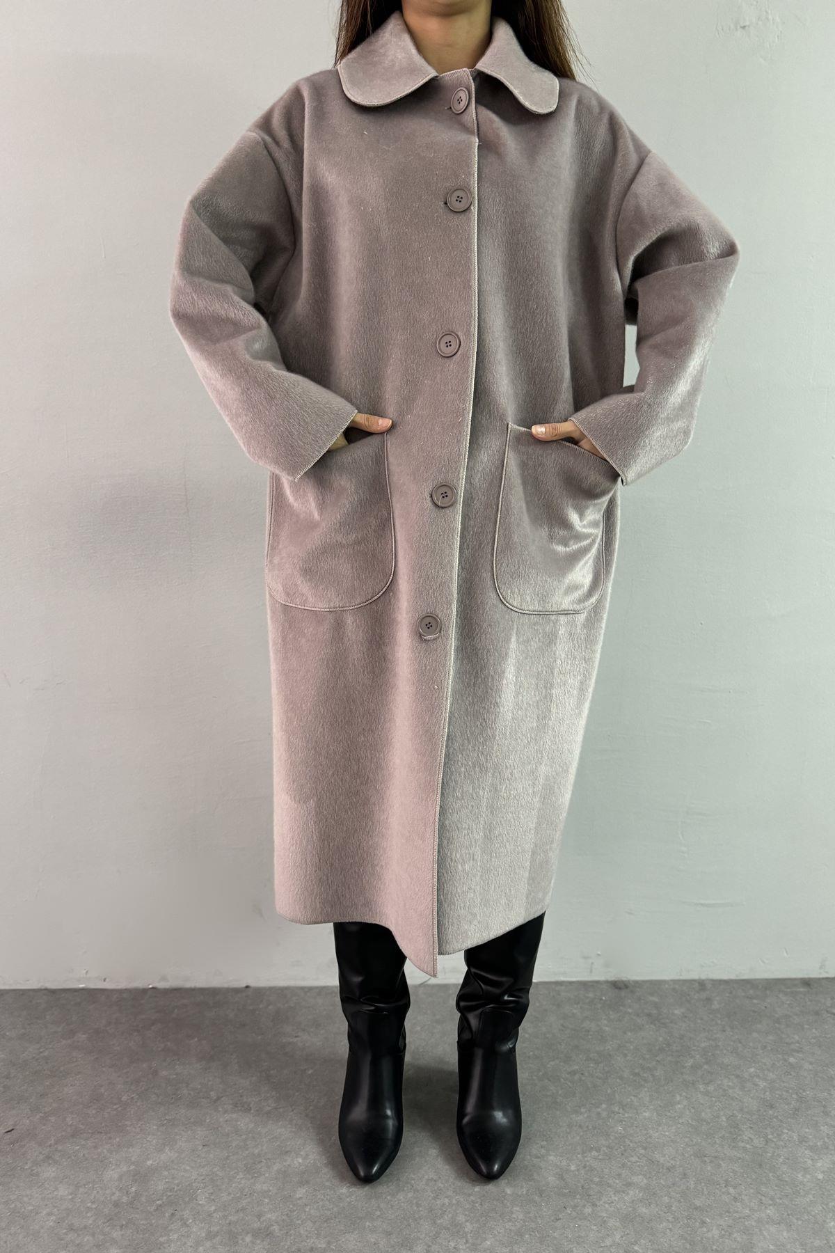 BEBE YAKA CEPLİ OVERSİZE KABAN