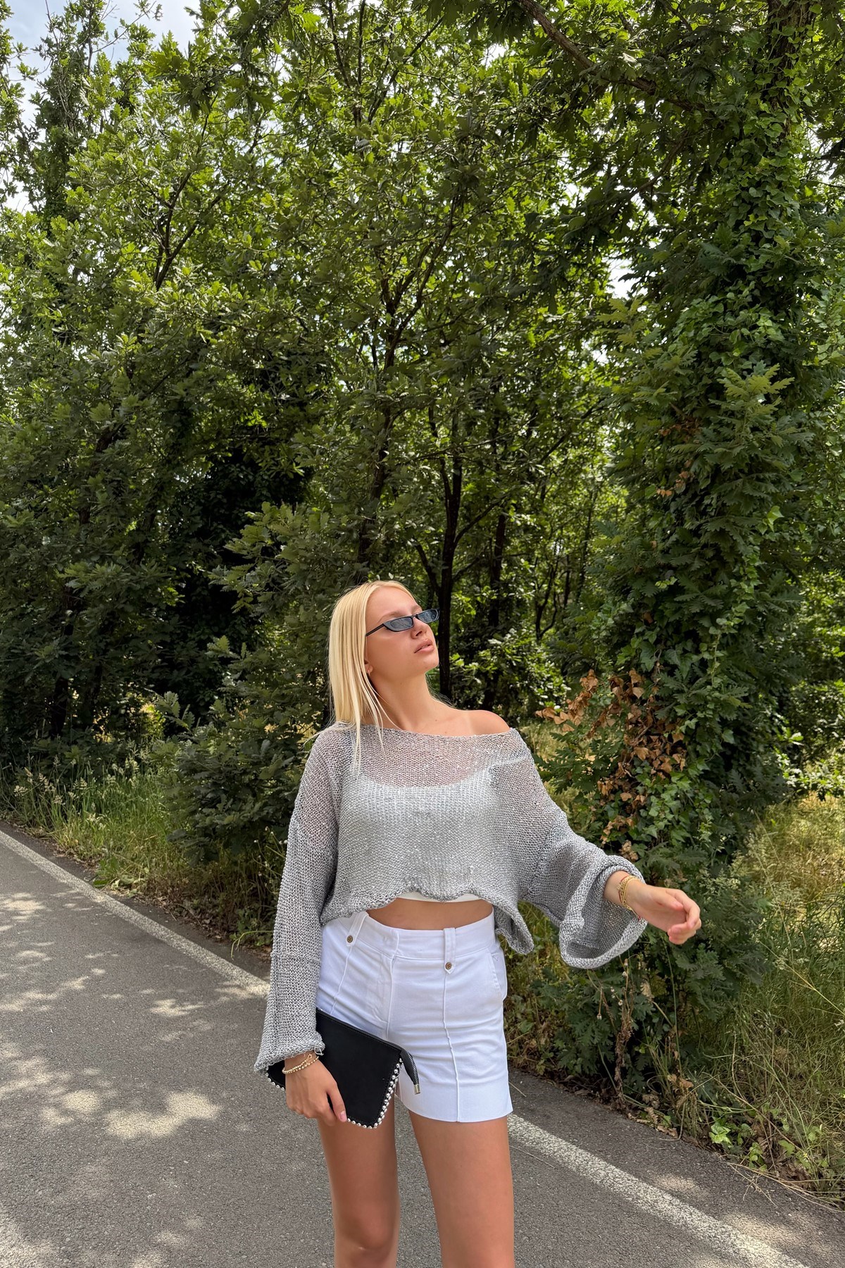 PARLAK TAŞLI BEACH CROP TOP