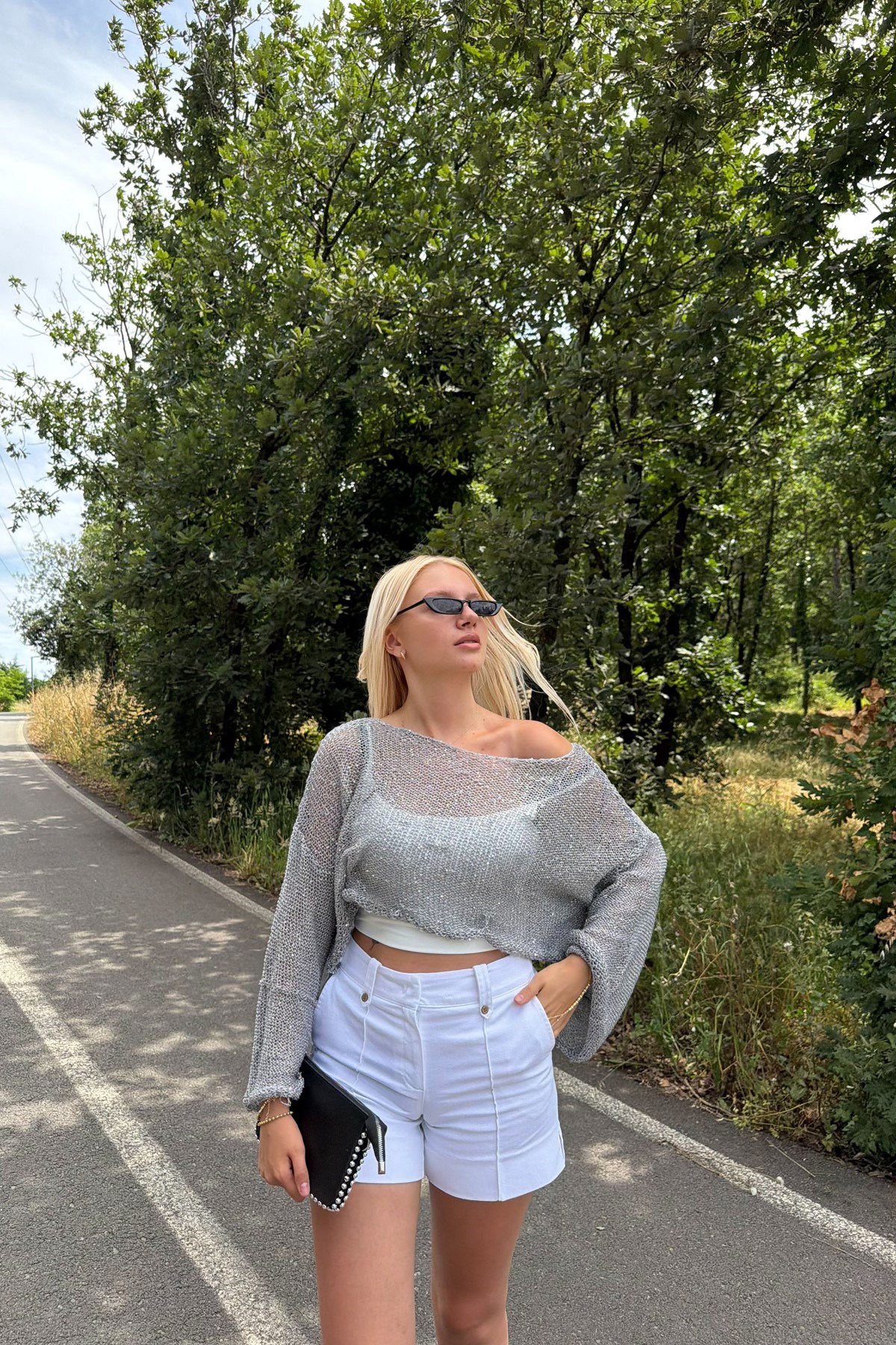 PARLAK TAŞLI BEACH CROP TOP