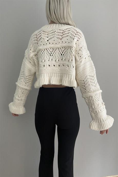 BİSİKLET YAKA CROP KAZAK