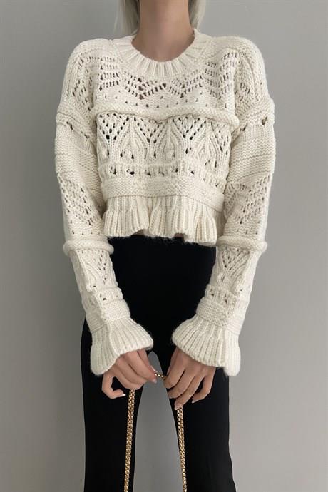 BİSİKLET YAKA CROP KAZAK