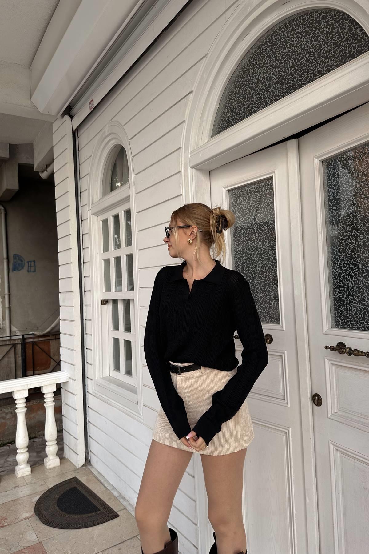 POLO YAKA DÜĞMELİ AJURLU TRIKO KAZAK