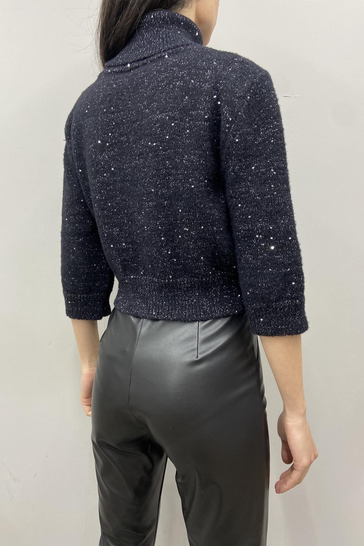 PULLU BALIKÇI YAKA KISA KOL CROP TRIKO