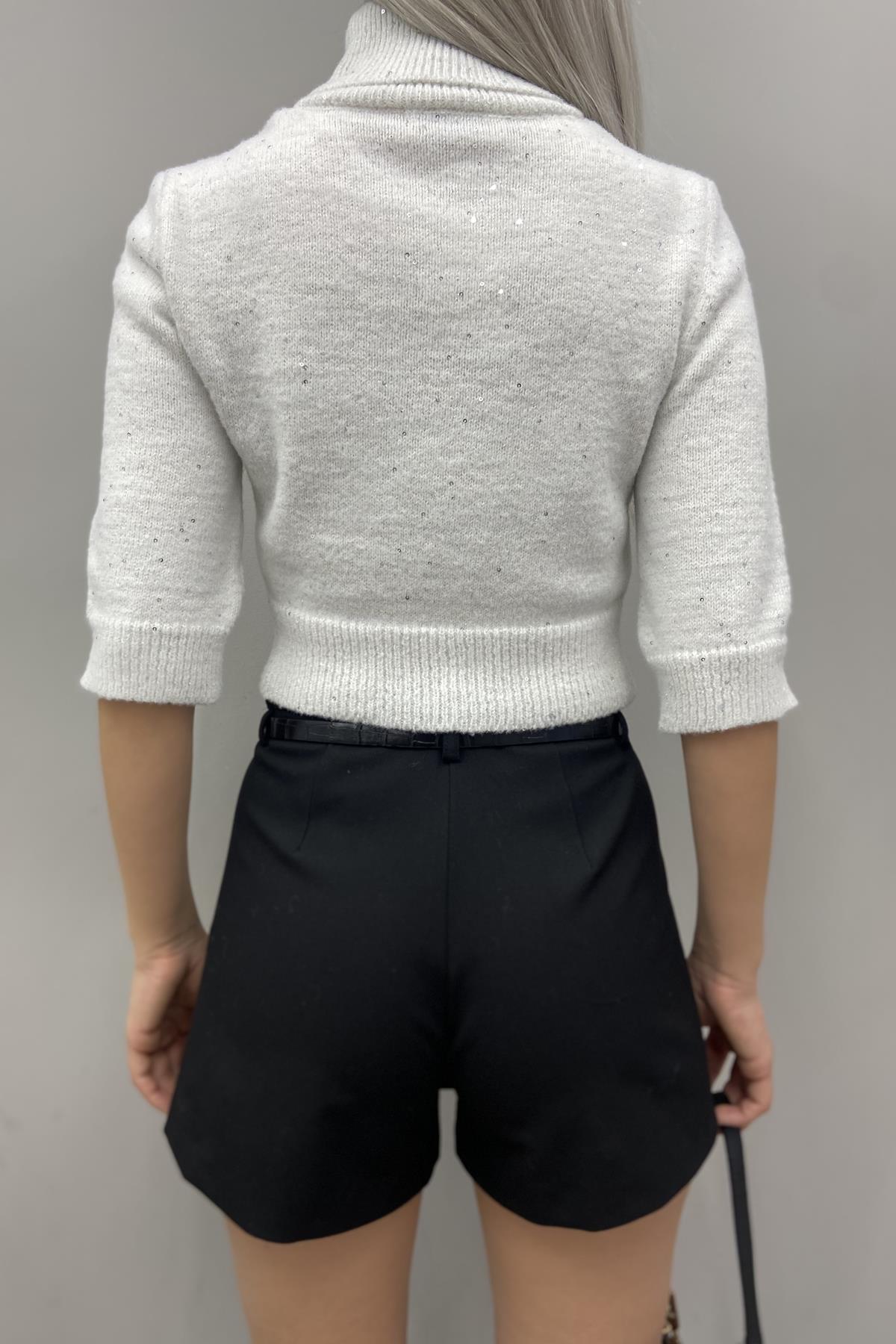PULLU BALIKÇI YAKA KISA KOL CROP TRIKO