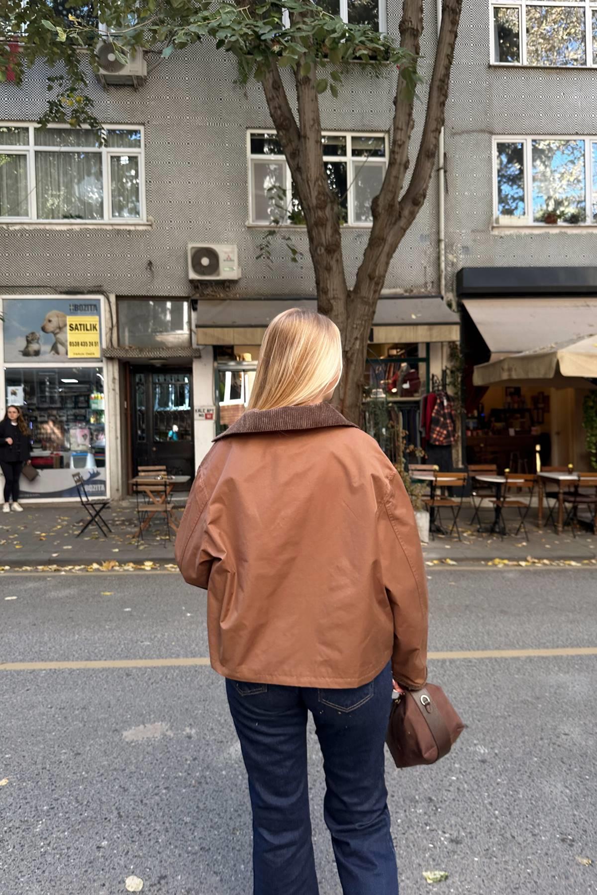 KADİFE YAKA DETAYLI CEKET