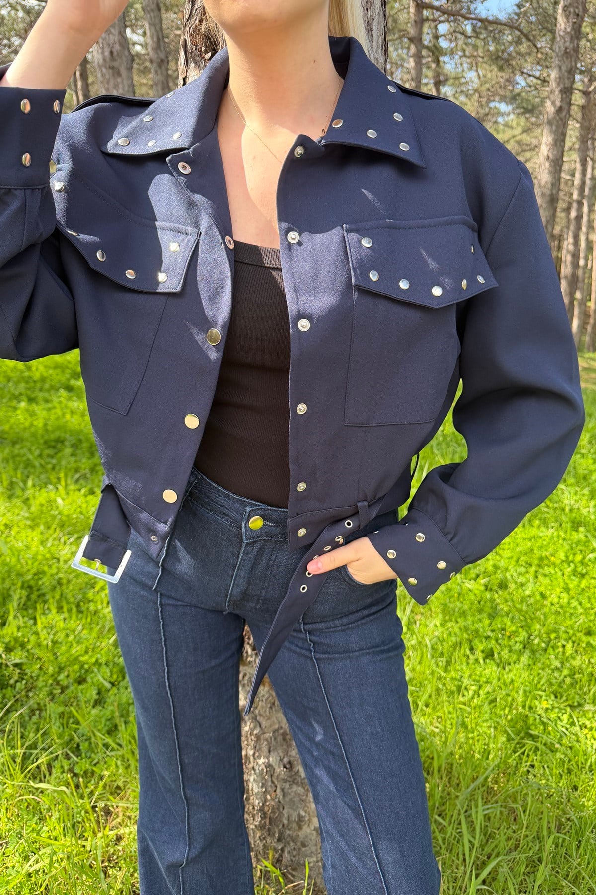 ZIMBA DETAYLI CROP CEKET