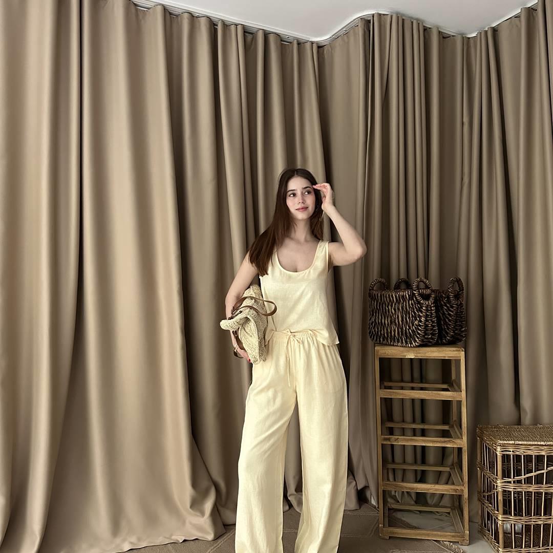 BAĞCIKLI KETEN PANTOLON