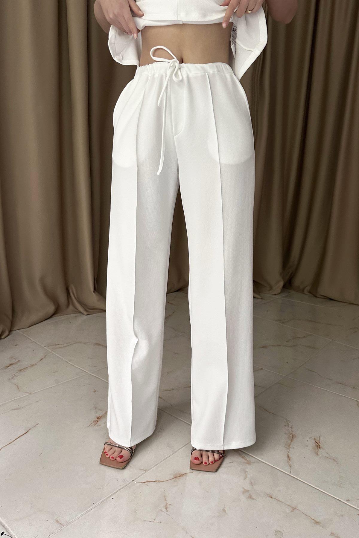 BAĞCIKLI ÖRME CREP PANTOLON