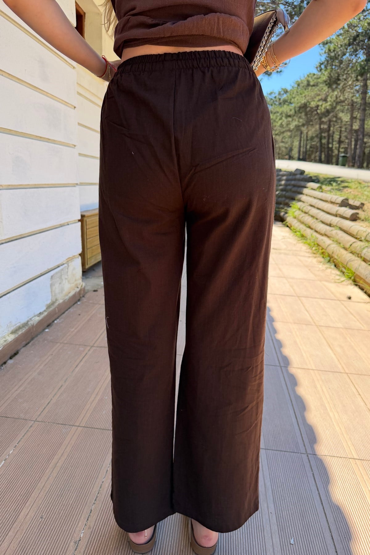 BEL BAĞCIK DETAY KETEN PANTOLON