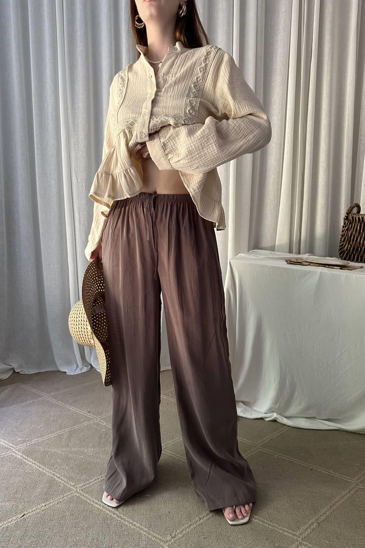 BEL BAĞCIK DETAY TENCEL PANTOLON