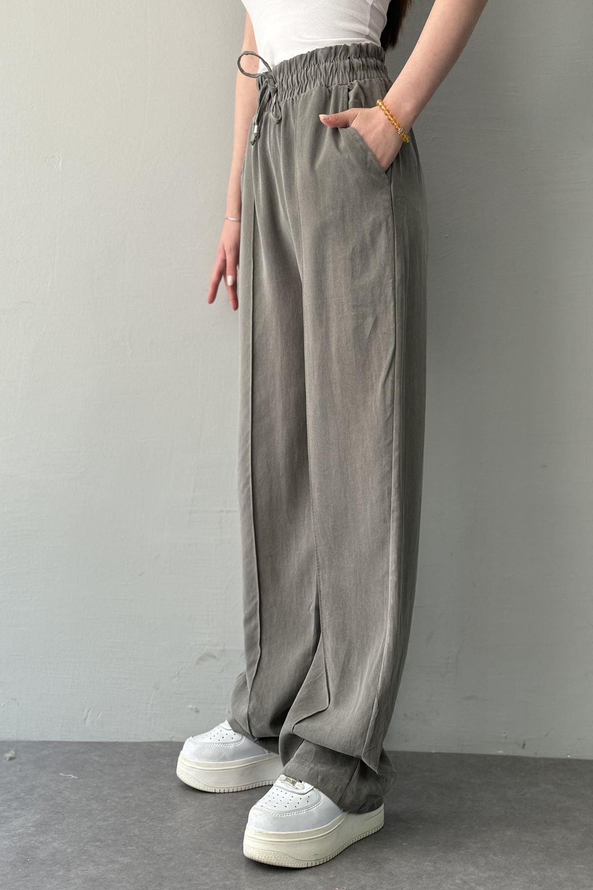 BEL LASTİKLİ ÇİMALI TENCEL PANTOLON