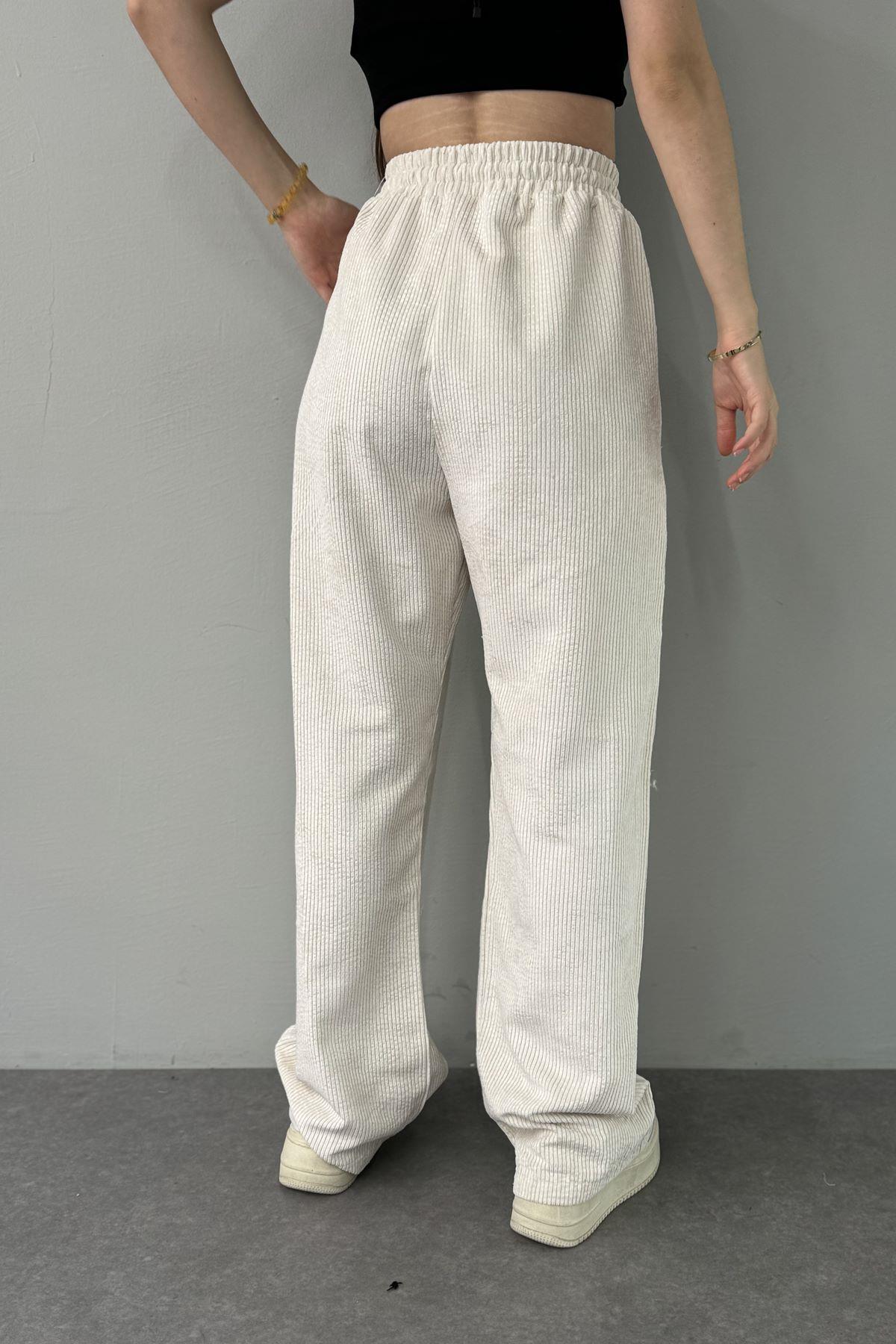 BEL LASTİKLİ KADİFE PANTOLON