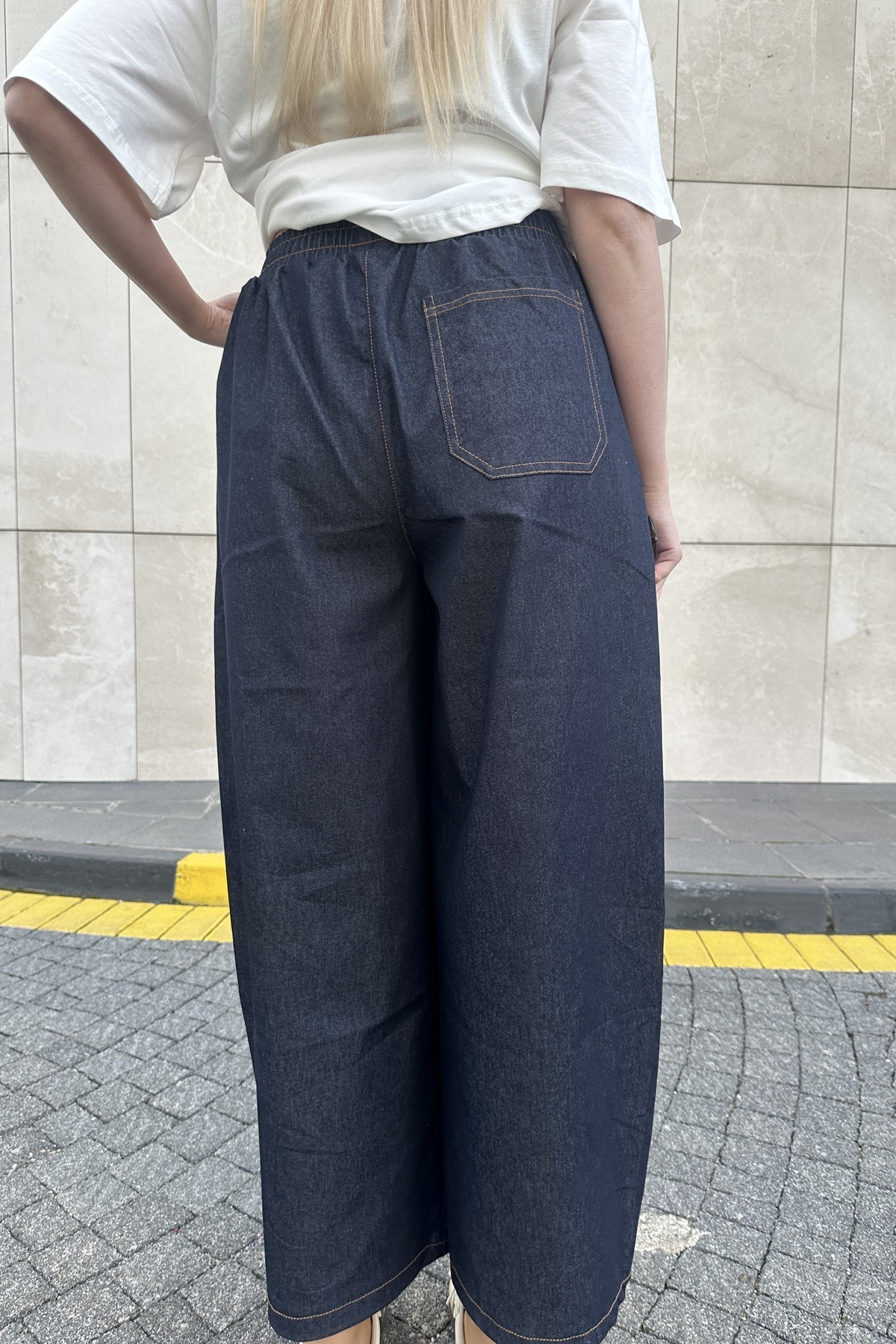 BEL LASTİKLİ  KOT PANTOLON