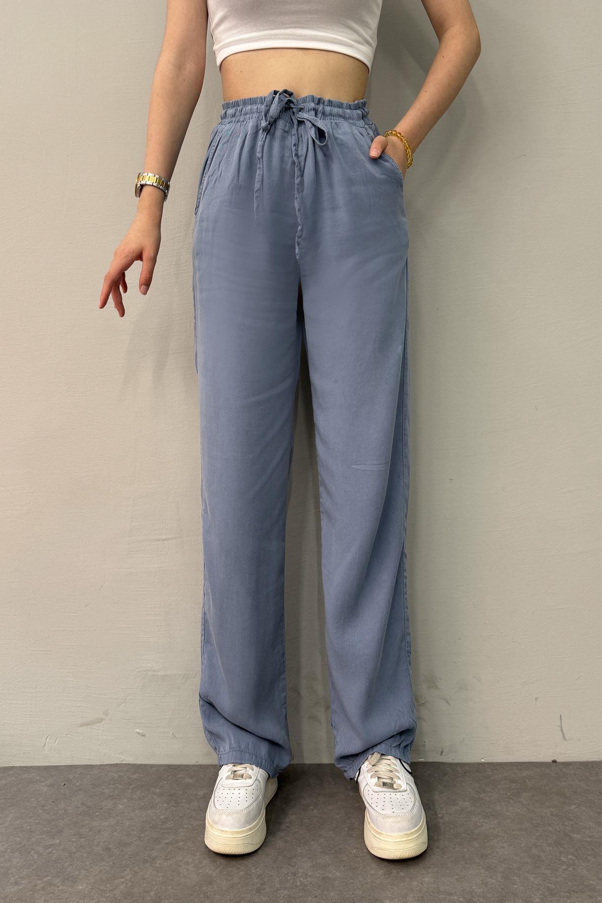 BEL LASTİKLİ TENCEL PANTOLON