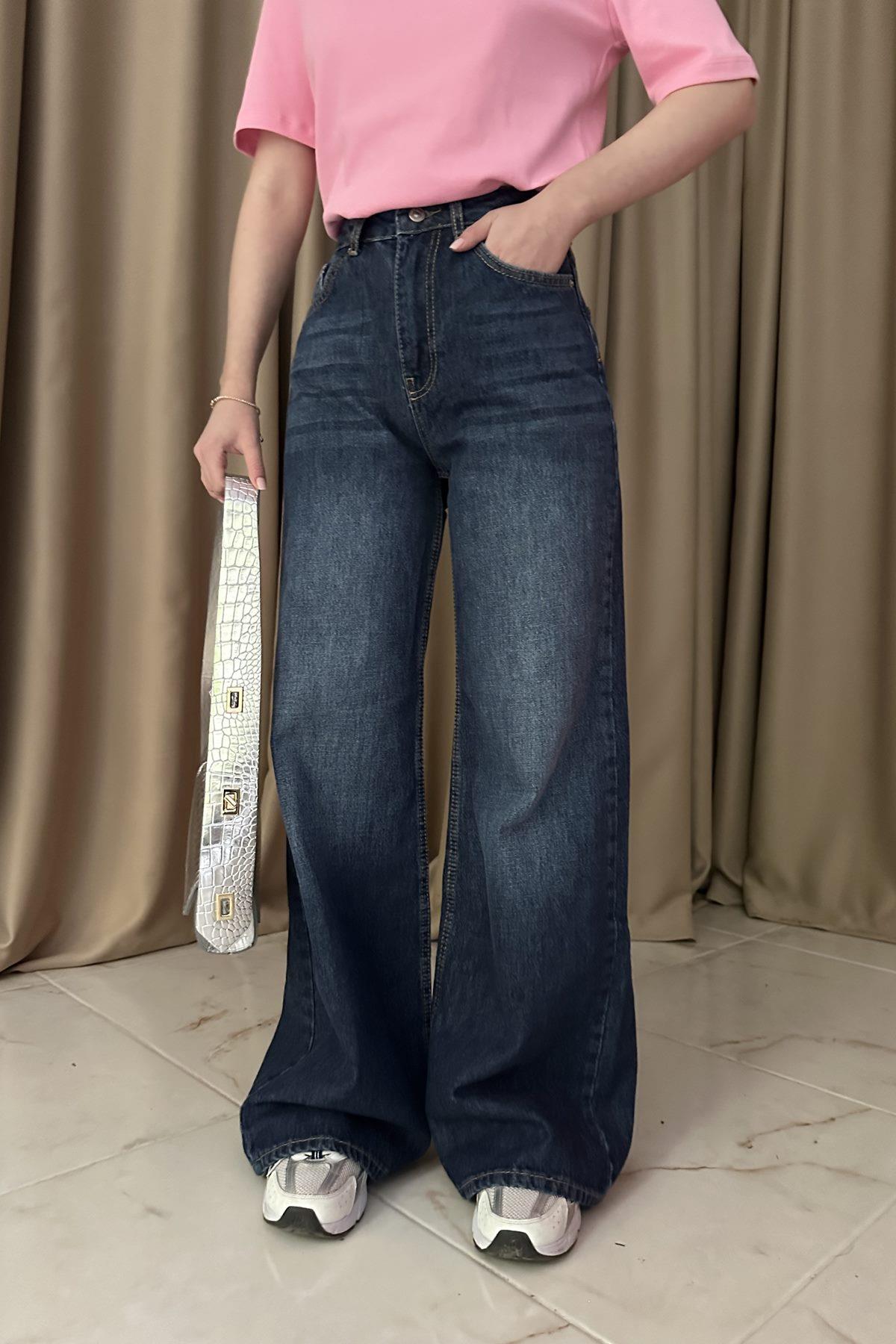 DÖKÜMLÜ KUMAŞ GENİŞ KOT PANTOLON