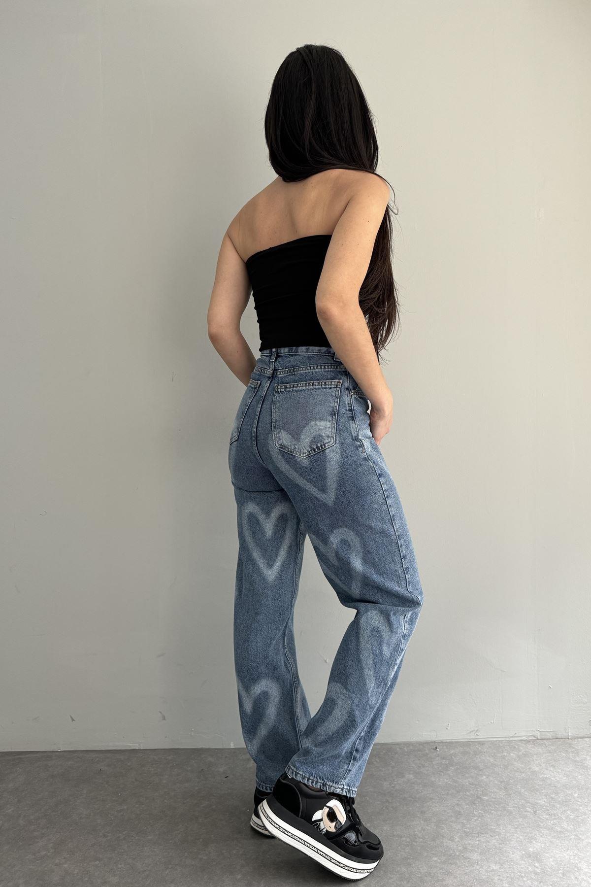 KALP DESENLİ KOT PANTOLON