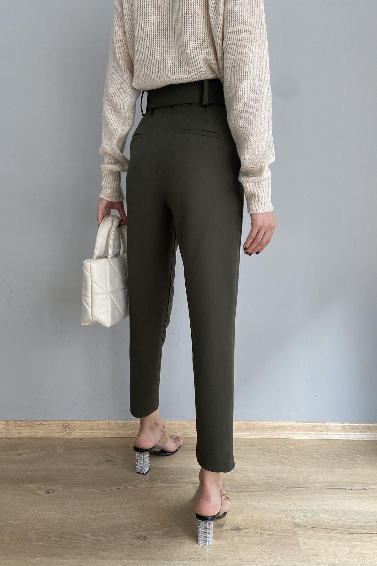 KEMERLİ TEK PİLE PANTALON