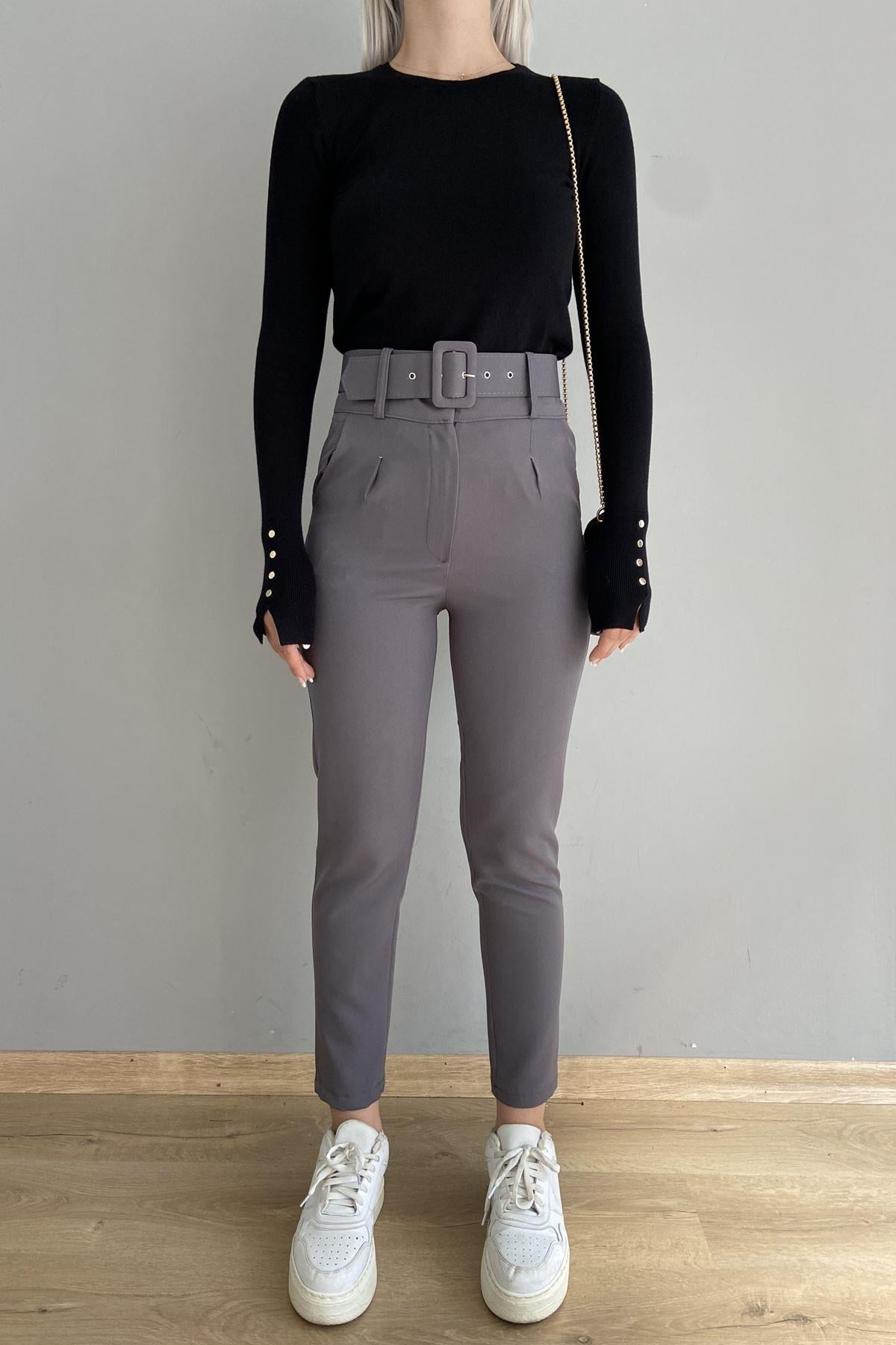 KEMERLİ TEK PİLE PANTALON
