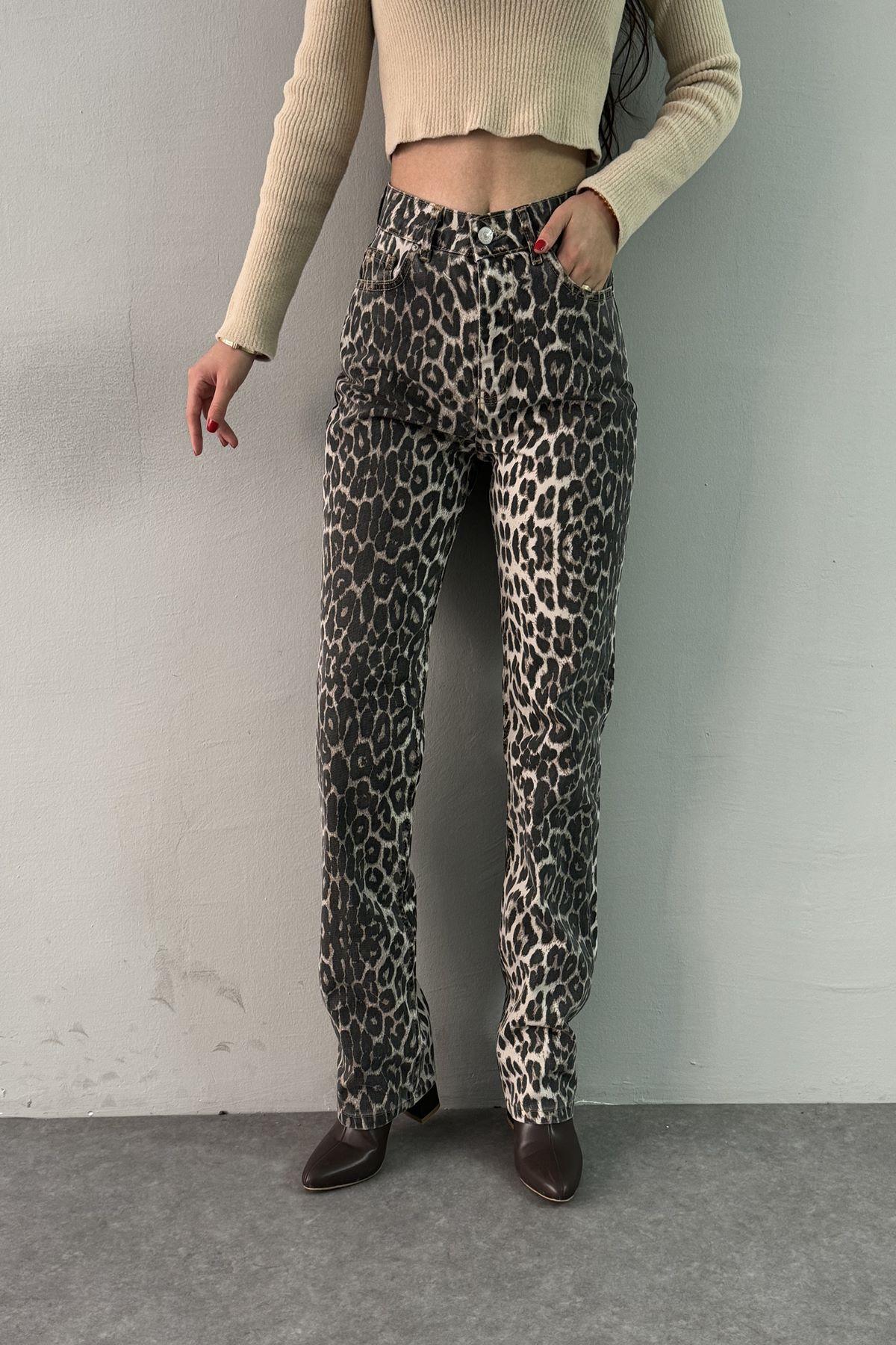 LEOPAR DESEN STİGHT PANTOLON
