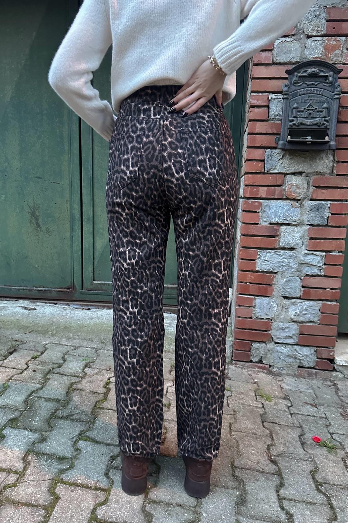 LEOPAR DESEN STRİGHT PANTOLON