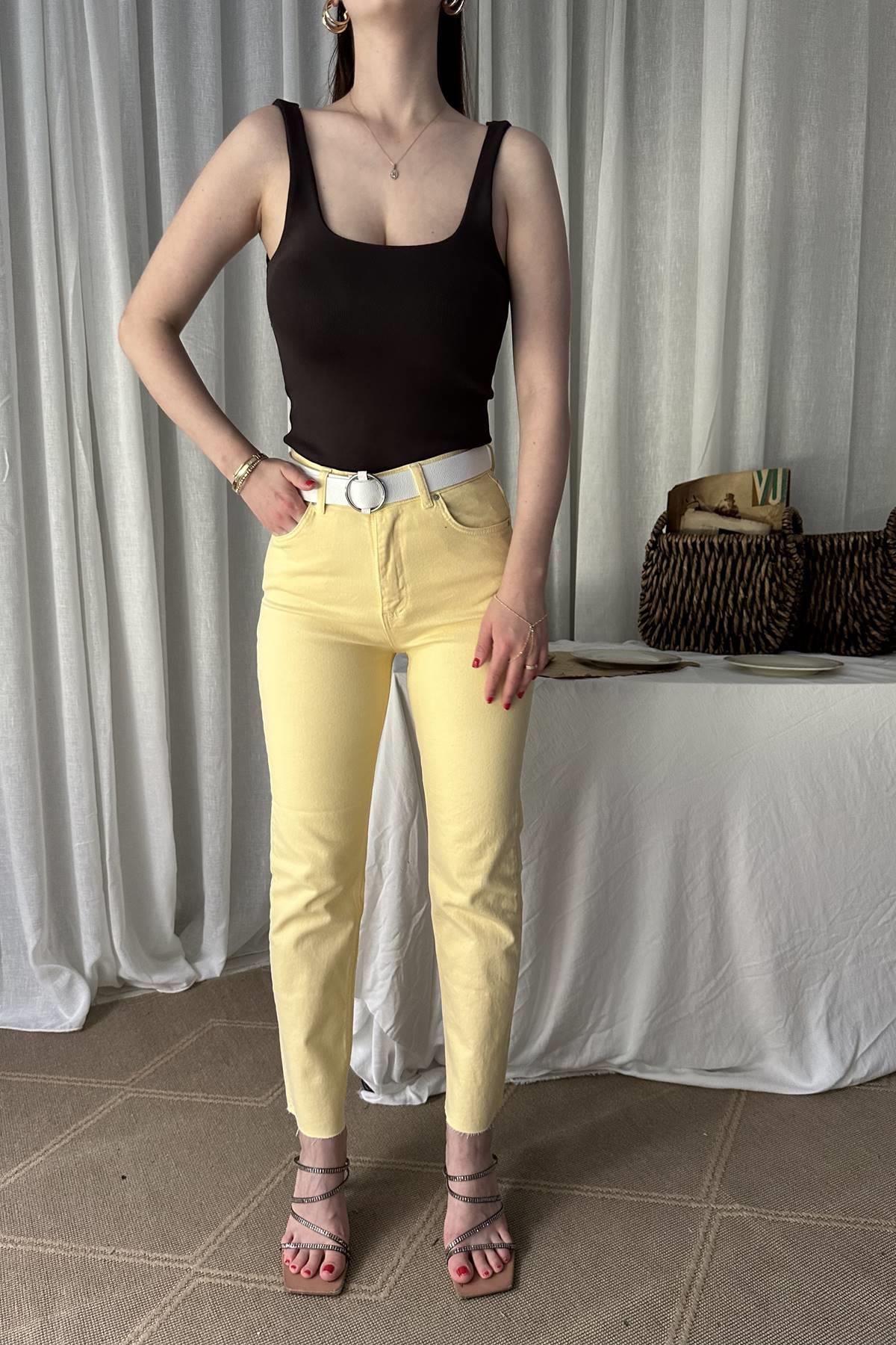 LİKRALI KEMERLI KOT PANTOLON